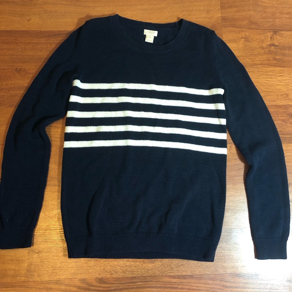 J Crew Navy Stripe Knit Sweater